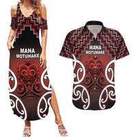 Personalised Aotearoa Mana Motuhake Couples Matching Summer Maxi Dress and Hawaiian Shirt Poutama With Maori Pattern - Polynesian Pride