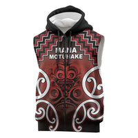 Personalised Aotearoa Mana Motuhake Sleeveless Zip Hoodie Poutama With Maori Pattern LT05 Red - Polynesian Pride