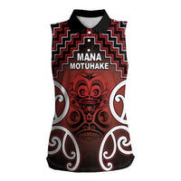Personalised Aotearoa Mana Motuhake Women Sleeveless Polo Shirt Poutama With Maori Pattern - Polynesian Pride