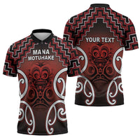 Personalised Aotearoa Mana Motuhake Zipper Polo Shirt Poutama With Maori Pattern LT05 - Polynesian Pride