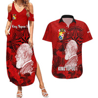 tonga-king-tupou-i-day-couples-matching-summer-maxi-dress-and-hawaiian-shirt-tropical-flowers-with-ngatu-pattern