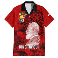 Tonga King Tupou I Day Hawaiian Shirt Tropical Flowers With Ngatu Pattern LT05 Red - Polynesian Pride