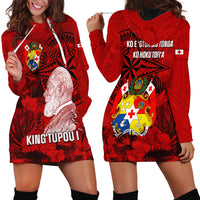 Tonga King Tupou I Day Hoodie Dress Tropical Flowers With Ngatu Pattern LT05 - Polynesian Pride