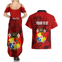 Personalized Tonga King Tupou I Day Couples Matching Summer Maxi Dress and Hawaiian Shirt Tropical Flowers With Ngatu Pattern LT05 - Polynesian Pride