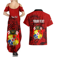 Personalized Tonga King Tupou I Day Couples Matching Summer Maxi Dress and Hawaiian Shirt Tropical Flowers With Ngatu Pattern LT05 - Polynesian Pride