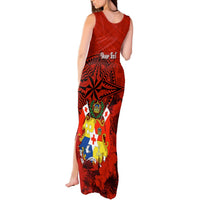 Personalized Tonga King Tupou I Day Tank Maxi Dress Tropical Flowers With Ngatu Pattern LT05 - Polynesian Pride