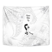 Lung Cancer Awareness Tapestry Never Give Up Polynesian Style LT05 - Polynesian Pride