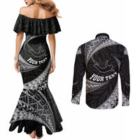 Personalised New Zealand Bungy Jumping Couples Matching Mermaid Dress and Long Sleeve Button Shirt Maori Pattern LT05 - Polynesian Pride