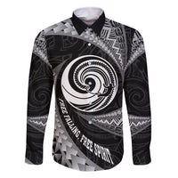 Personalised New Zealand Bungy Jumping Family Matching Summer Maxi Dress and Hawaiian Shirt Maori Pattern LT05 Dad's Shirt - Long Sleeve Black - Polynesian Pride