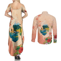 Hawaii Kauai Na Pali Coast Landscape Couples Matching Summer Maxi Dress and Long Sleeve Button Shirt LT05 - Polynesian Pride