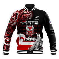 Aotearoa Toitu He Whakaputanga Baseball Jacket Toitu Te Tiriti O Waitangi LT05 Unisex Black - Polynesian Pride