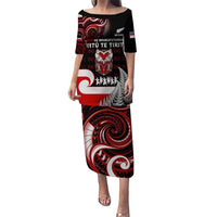 Aotearoa Toitu He Whakaputanga Puletasi Toitu Te Tiriti O Waitangi LT05 Long Dress Black - Polynesian Pride