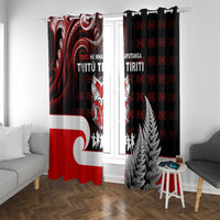 Aotearoa Toitu He Whakaputanga Window Curtain Toitu Te Tiriti O Waitangi LT05 With Grommets Black - Polynesian Pride