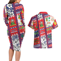 Wallis And Futuna Christmas Couples Matching Long Sleeve Bodycon Dress and Hawaiian Shirt Festive Beach Vibes - Polynesian Pride