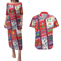 Wallis And Futuna Christmas Couples Matching Puletasi and Hawaiian Shirt Festive Beach Vibes LT05 Red - Polynesian Pride