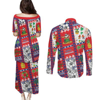Wallis And Futuna Christmas Couples Matching Puletasi and Long Sleeve Button Shirt Festive Beach Vibes LT05 - Polynesian Pride