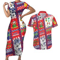 Wallis And Futuna Christmas Couples Matching Short Sleeve Bodycon Dress and Hawaiian Shirt Festive Beach Vibes - Polynesian Pride