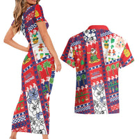 Wallis And Futuna Christmas Couples Matching Short Sleeve Bodycon Dress and Hawaiian Shirt Festive Beach Vibes - Polynesian Pride