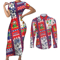 Wallis And Futuna Christmas Couples Matching Short Sleeve Bodycon Dress and Long Sleeve Button Shirt Festive Beach Vibes LT05 Red - Polynesian Pride