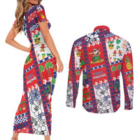Wallis And Futuna Christmas Couples Matching Short Sleeve Bodycon Dress and Long Sleeve Button Shirt Festive Beach Vibes LT05 - Polynesian Pride