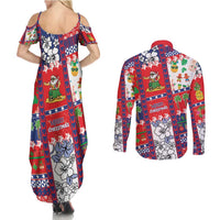 Wallis And Futuna Christmas Couples Matching Summer Maxi Dress and Long Sleeve Button Shirt Festive Beach Vibes LT05 - Polynesian Pride