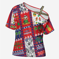 Wallis And Futuna Christmas Cross Shoulder Shirt Festive Beach Vibes - Polynesian Pride