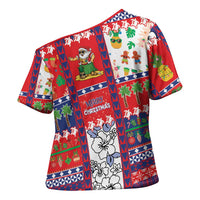 Wallis And Futuna Christmas Cross Shoulder Shirt Festive Beach Vibes LT05 - Polynesian Pride