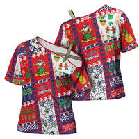 Wallis And Futuna Christmas Cross Shoulder Shirt Festive Beach Vibes LT05 - Polynesian Pride