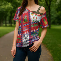Wallis And Futuna Christmas Cross Shoulder Shirt Festive Beach Vibes LT05 - Polynesian Pride