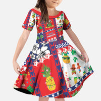 Wallis And Futuna Christmas Family Matching Off Shoulder Maxi Dress and Hawaiian Shirt Festive Beach Vibes - Polynesian Pride