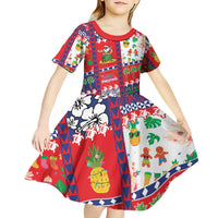 Wallis And Futuna Christmas Kid Short Sleeve Dress Festive Beach Vibes LT05 - Polynesian Pride