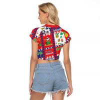 Wallis And Futuna Christmas Raglan Cropped T Shirt Festive Beach Vibes LT05 - Polynesian Pride