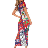 Wallis And Futuna Christmas Short Sleeve Bodycon Dress Festive Beach Vibes LT05 - Polynesian Pride