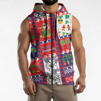 Wallis And Futuna Christmas Sleeveless Zip Hoodie Festive Beach Vibes LT05 - Polynesian Pride