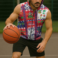 Wallis And Futuna Christmas Sleeveless Zip Hoodie Festive Beach Vibes LT05 - Polynesian Pride