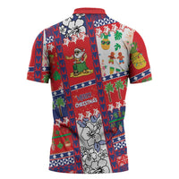 Wallis And Futuna Christmas Zipper Polo Shirt Festive Beach Vibes LT05 - Polynesian Pride