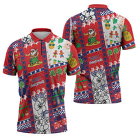 Wallis And Futuna Christmas Zipper Polo Shirt Festive Beach Vibes LT05 - Polynesian Pride
