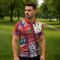 Wallis And Futuna Christmas Zipper Polo Shirt Festive Beach Vibes LT05 - Polynesian Pride
