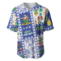 Northern Mariana Islands Christmas Baseball Jersey Festive Beach Vibes LT05 Blue - Polynesian Pride
