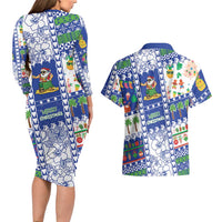 Northern Mariana Islands Christmas Couples Matching Long Sleeve Bodycon Dress and Hawaiian Shirt Festive Beach Vibes - Polynesian Pride