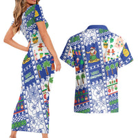 Northern Mariana Islands Christmas Couples Matching Short Sleeve Bodycon Dress and Hawaiian Shirt Festive Beach Vibes - Polynesian Pride