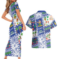 Northern Mariana Islands Christmas Couples Matching Short Sleeve Bodycon Dress and Hawaiian Shirt Festive Beach Vibes - Polynesian Pride