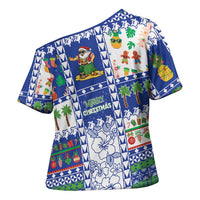 Northern Mariana Islands Christmas Cross Shoulder Shirt Festive Beach Vibes LT05 - Polynesian Pride