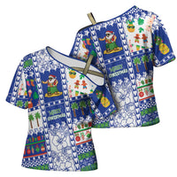 Northern Mariana Islands Christmas Cross Shoulder Shirt Festive Beach Vibes LT05 - Polynesian Pride