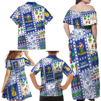 Northern Mariana Islands Christmas Family Matching Off Shoulder Maxi Dress and Hawaiian Shirt Festive Beach Vibes - Polynesian Pride