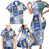 Northern Mariana Islands Christmas Family Matching Short Sleeve Bodycon Dress and Hawaiian Shirt Festive Beach Vibes - Polynesian Pride