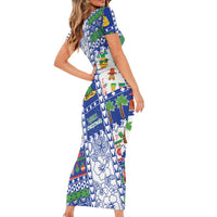 Northern Mariana Islands Christmas Family Matching Short Sleeve Bodycon Dress and Hawaiian Shirt Festive Beach Vibes - Polynesian Pride
