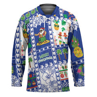 Northern Mariana Islands Christmas Hockey Jersey Festive Beach Vibes LT05 Unisex Blue - Polynesian Pride