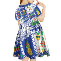 Northern Mariana Islands Christmas Kid Short Sleeve Dress Festive Beach Vibes LT05 - Polynesian Pride