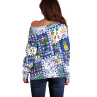 Northern Mariana Islands Christmas Off Shoulder Sweater Festive Beach Vibes - Polynesian Pride